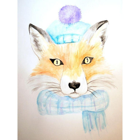 Winter Fox Gold Ornate Wood Framed Art Print with Double Matting by Varacek, Pam