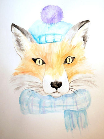 Winter Fox Black Ornate Wood Framed Art Print with Double Matting by Varacek, Pam