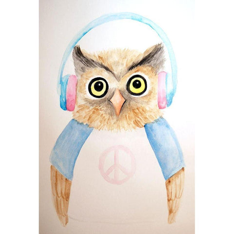 Hip Owl Gold Ornate Wood Framed Art Print with Double Matting by Varacek, Pam