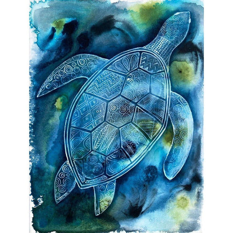Vibrant Turtle 1 Gold Ornate Wood Framed Art Print with Double Matting by Varacek, Pam
