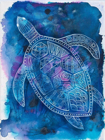 Vibrant Turtle 2 Black Ornate Wood Framed Art Print with Double Matting by Varacek, Pam