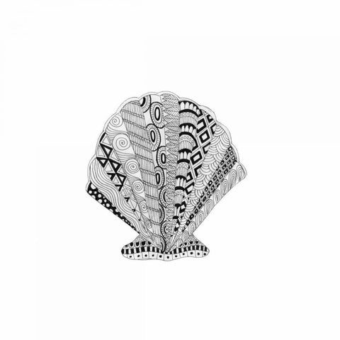 Decorated Scallop White Modern Wood Framed Art Print with Double Matting by Varacek, Pam