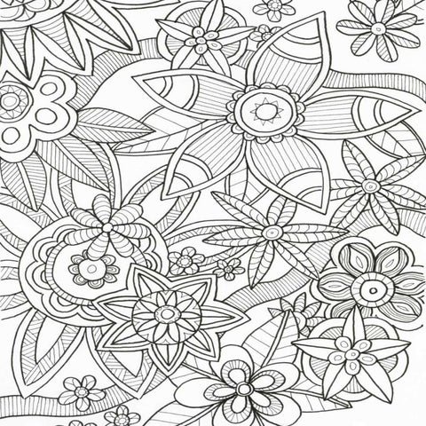 Intricate Flowers Black Ornate Wood Framed Art Print with Double Matting by Varacek, Pam