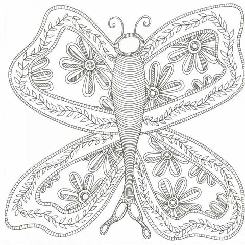 Herbal Butterfly White Modern Wood Framed Art Print with Double Matting by Varacek, Pam