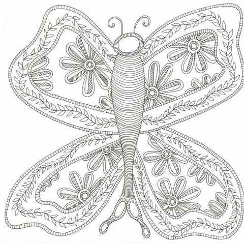 Herbal Butterfly White Modern Wood Framed Art Print by Varacek, Pam