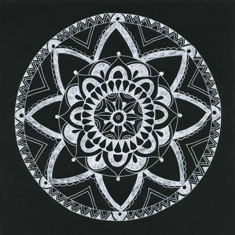 Ying Mandala Black Modern Wood Framed Art Print with Double Matting by Varacek, Pam