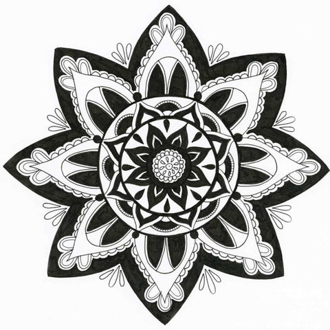 Yang Mandala Black Ornate Wood Framed Art Print with Double Matting by Varacek, Pam