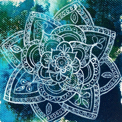 Mandala Mini 1 Black Modern Wood Framed Art Print with Double Matting by Varacek, Pam