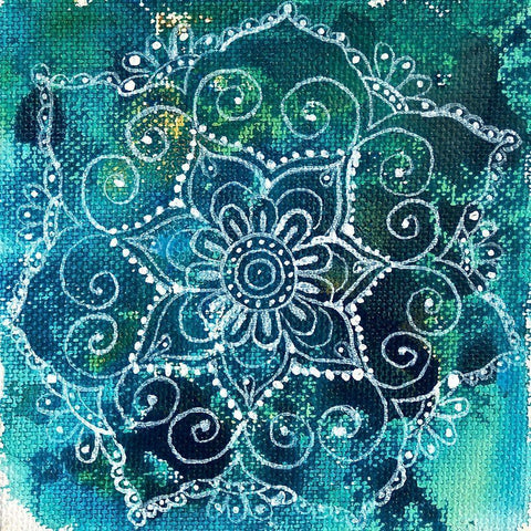 Mandala Mini 3 Black Ornate Wood Framed Art Print with Double Matting by Varacek, Pam