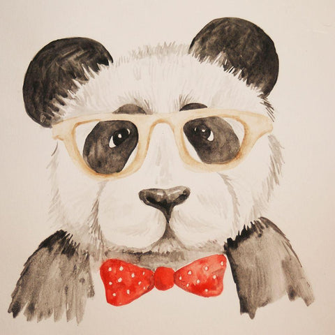 Smart Panda White Modern Wood Framed Art Print by Varacek, Pam