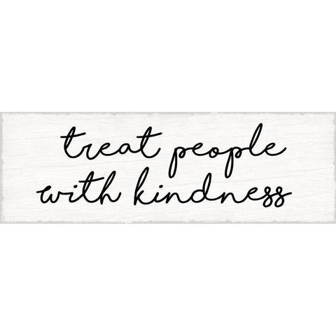 Treat People With Kindness Black Modern Wood Framed Art Print with Double Matting by Lula Bijoux And Company