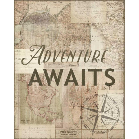 Adventure Awaits Recolor Gold Ornate Wood Framed Art Print with Double Matting by Allen, Candace