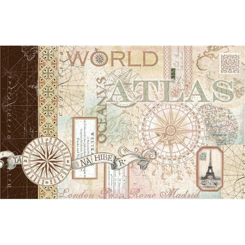 World Atlas 1 Gold Ornate Wood Framed Art Print with Double Matting by Allen, Candace