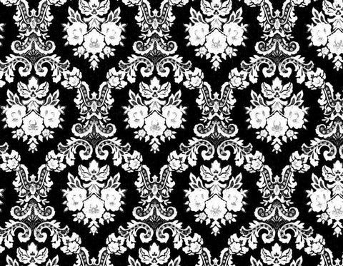 Damask Black Ornate Wood Framed Art Print with Double Matting by Allen, Candace