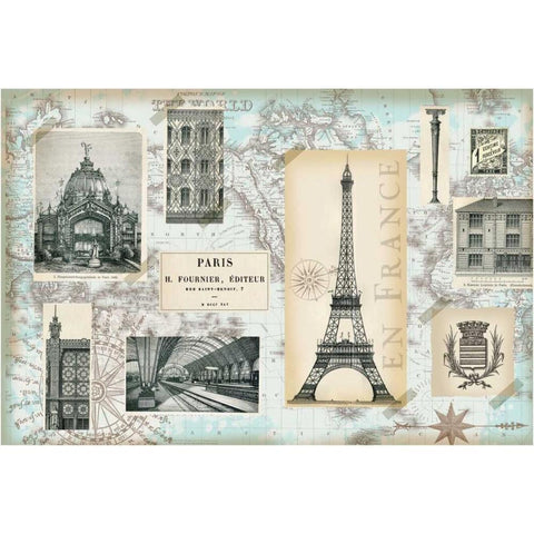 Paris Collage Global White Modern Wood Framed Art Print by Allen, Candace