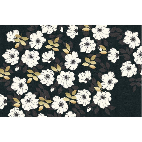 1613 Flora Noir Floral Repeat Black Modern Wood Framed Art Print with Double Matting by Allen, Candace