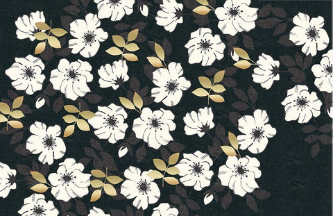 1613 Flora Noir Floral Repeat Black Ornate Wood Framed Art Print with Double Matting by Allen, Candace