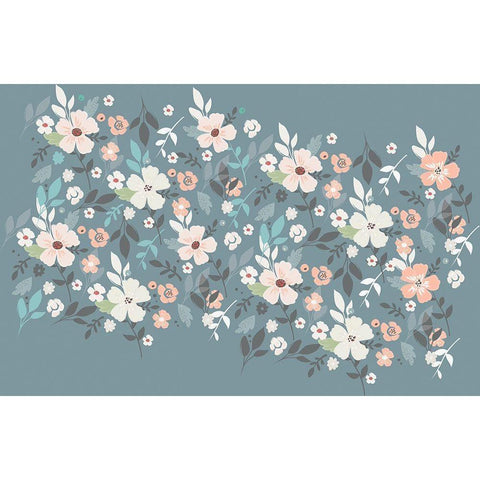 Folksy Flora Grey Floral Scatter Gold Ornate Wood Framed Art Print with Double Matting by Allen, Candace