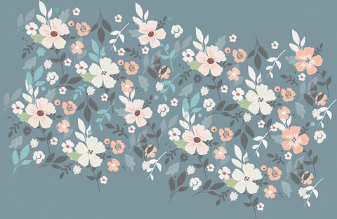 Folksy Flora Grey Floral Scatter Black Ornate Wood Framed Art Print with Double Matting by Allen, Candace