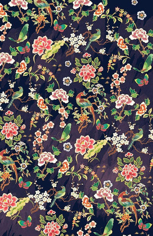 Kimono Quilt Black Ornate Wood Framed Art Print with Double Matting by Allen, Candace