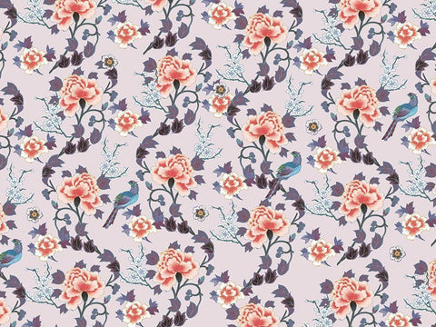 Kimono Quilt Floral 1 White Modern Wood Framed Art Print with Double Matting by Allen, Candace