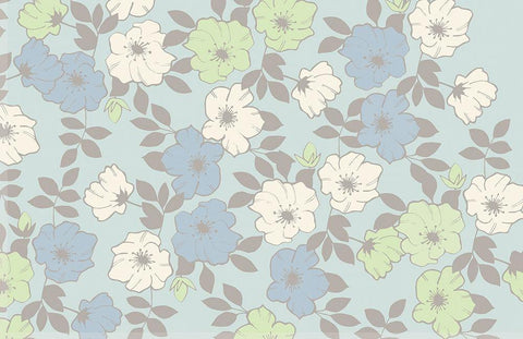 Blue Flowers and Linen Black Ornate Wood Framed Art Print with Double Matting by Allen, Candace