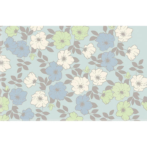 Blue Flowers and Linen Gold Ornate Wood Framed Art Print with Double Matting by Allen, Candace