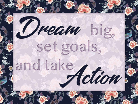 Dream Actions 1 White Modern Wood Framed Art Print with Double Matting by Lula Bijoux and Company