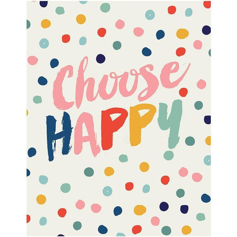 Choose Happy Black Modern Wood Framed Art Print by Lula Bijoux and Company