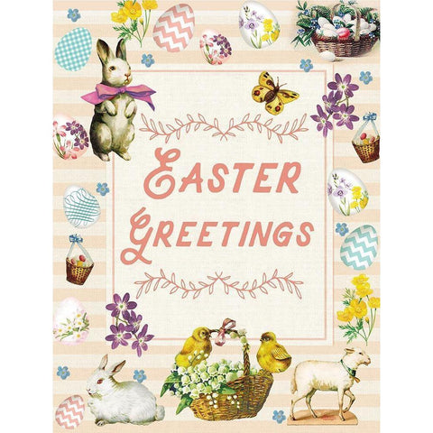 Easter Greetings Main Black Modern Wood Framed Art Print with Double Matting by Lula Bijoux and Company