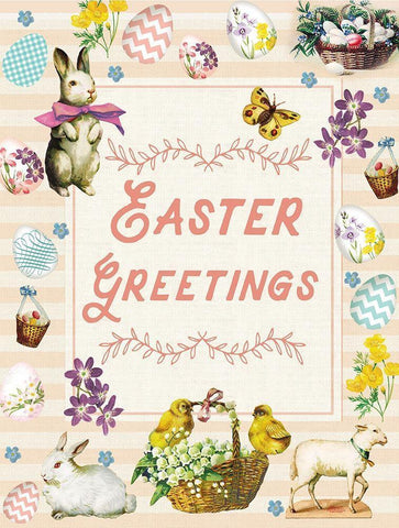 Easter Greetings Main Black Ornate Wood Framed Art Print with Double Matting by Lula Bijoux and Company