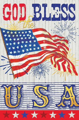 USA BLESS White Modern Wood Framed Art Print with Double Matting by Lula Bijoux and Company