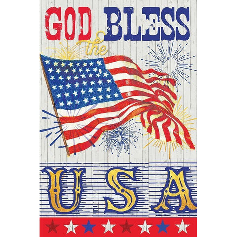 USA BLESS White Modern Wood Framed Art Print by Lula Bijoux and Company