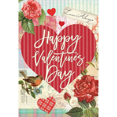 Valentine Flag 1 Black Modern Wood Framed Art Print with Double Matting by Lula Bijoux and Company