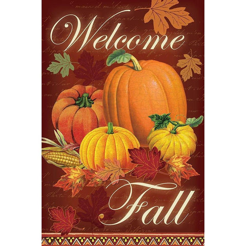 Welcome Fall Gold Ornate Wood Framed Art Print with Double Matting by Lula Bijoux and Company
