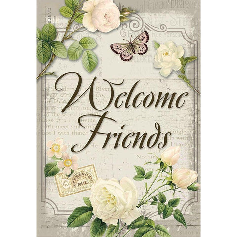 Welcome Friends Black Modern Wood Framed Art Print by Lula Bijoux and Company