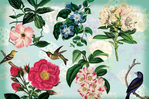 Spring Vintage Botanica 1 White Modern Wood Framed Art Print with Double Matting by Lula Bijoux and Company