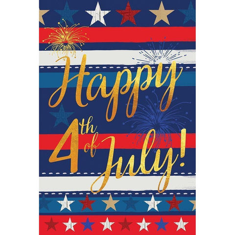 Happy 4th Gold Ornate Wood Framed Art Print with Double Matting by Lula Bijoux and Company