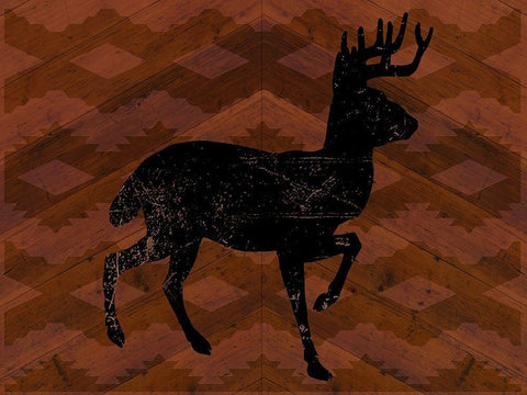 Cozy Cabin Deer Black Ornate Wood Framed Art Print with Double Matting by Lula Bijoux and Company