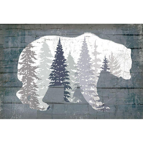 Dark Forest Bear Black Modern Wood Framed Art Print with Double Matting by Lula Bijoux and Company