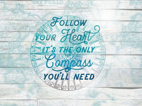 Follow Your Heart Black Ornate Wood Framed Art Print with Double Matting by Lula Bijoux and Company