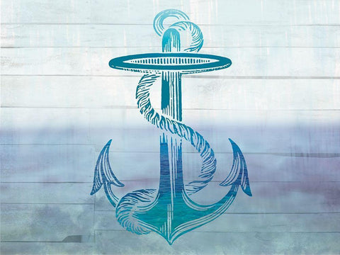 Seaside Anchor White Modern Wood Framed Art Print with Double Matting by Lula Bijoux and Company