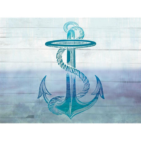 Seaside Anchor Black Modern Wood Framed Art Print with Double Matting by Lula Bijoux and Company