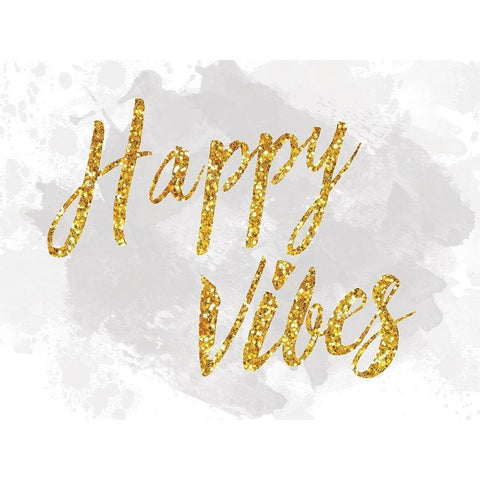 Happy Vibes White Modern Wood Framed Art Print by Lula Bijoux and Company