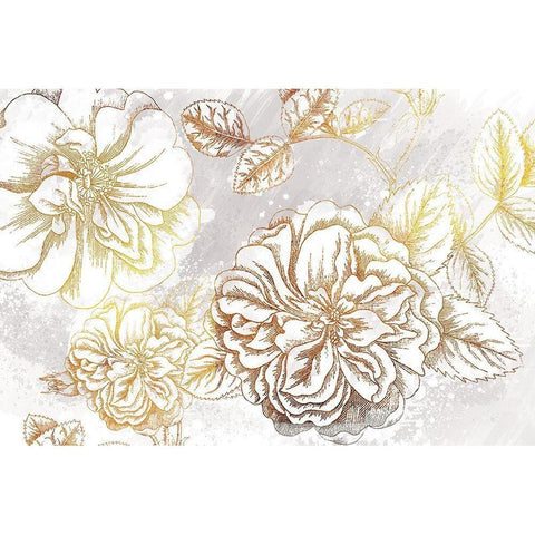 Metallic Flowers White Modern Wood Framed Art Print by Lula Bijoux and Company