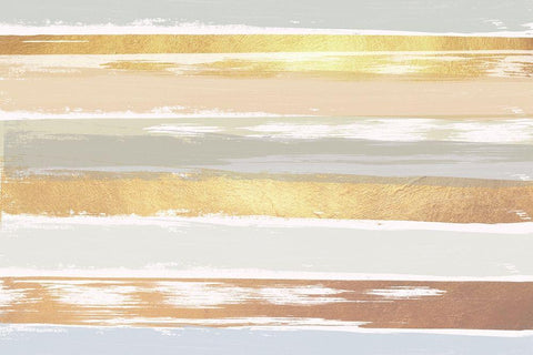 Golden Wave Black Ornate Wood Framed Art Print with Double Matting by Lula Bijoux and Company