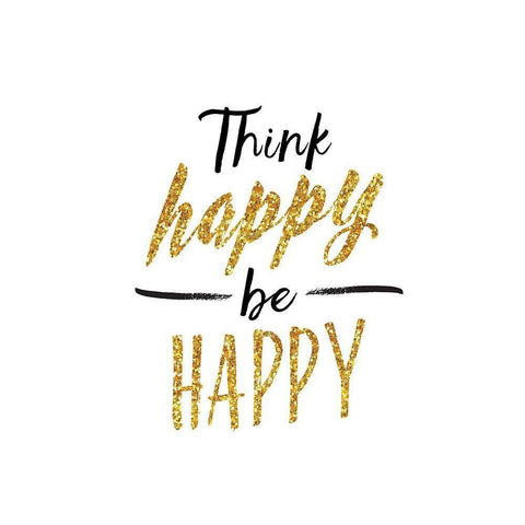 Think Happy Be Happy Gold Ornate Wood Framed Art Print with Double Matting by Lula Bijoux and Company