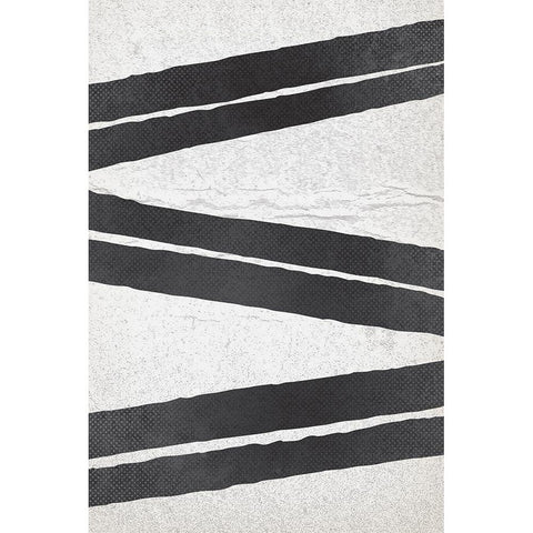 BW Minimalist Zig Zag 1 Black Modern Wood Framed Art Print with Double Matting by Lula Bijoux and Company