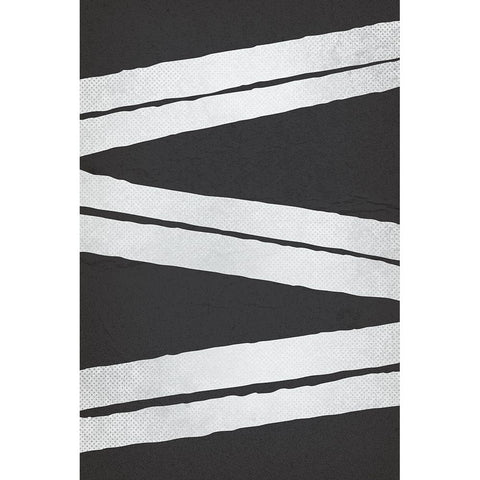 BW Minimalist Zig Zag 2 White Modern Wood Framed Art Print by Lula Bijoux and Company