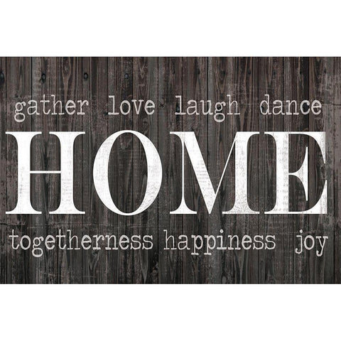 Home Words Black Modern Wood Framed Art Print by Lula Bijoux and Company